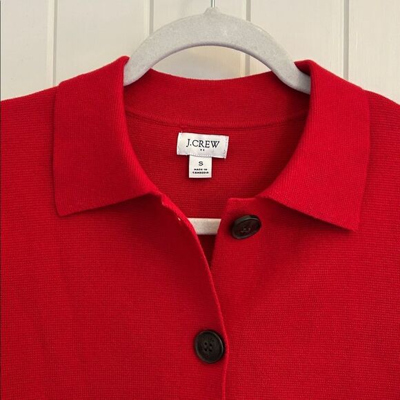 J. Crew cardinal red Polo cardigan sweater size small - Picture 3 of 11